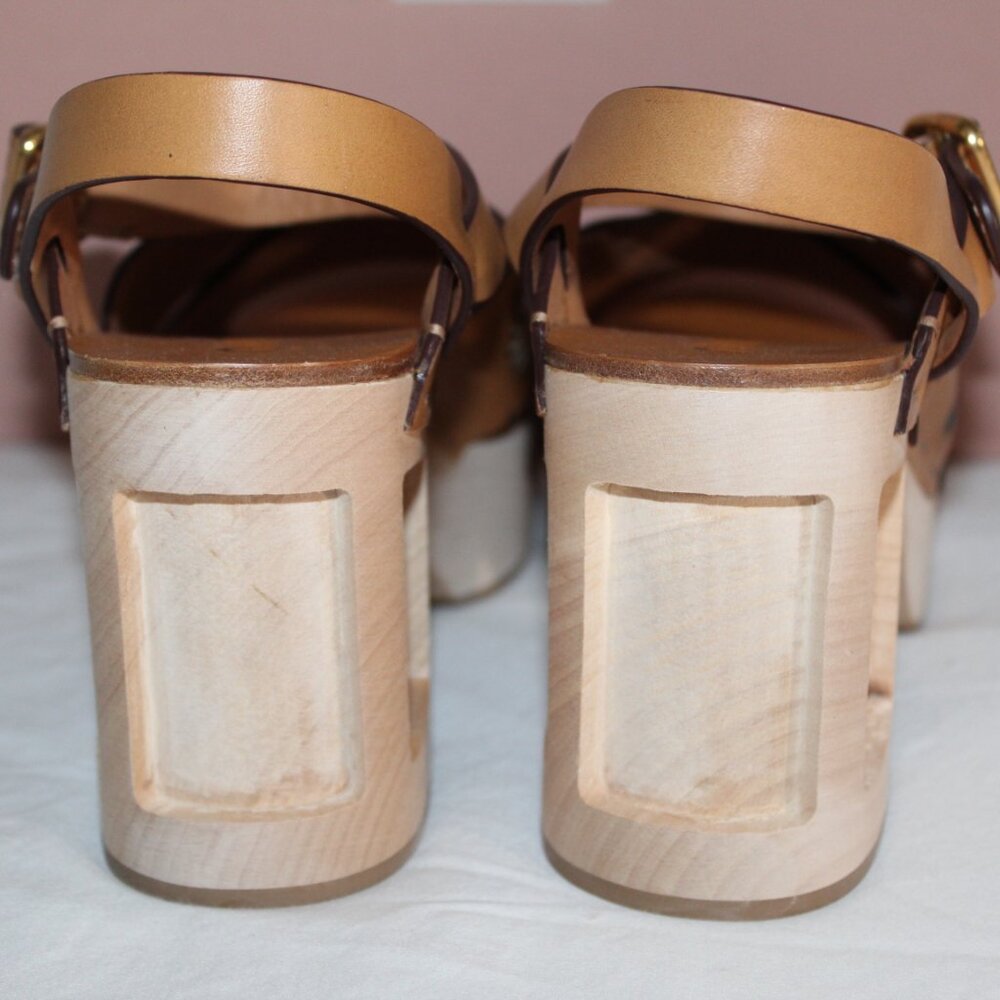 NWB MIU MIU Painted Flowers Wooden Heeled Sandals Platform 40 - Picture 4 of 8